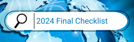 Image shows the globe, and 2024 final checklist. Organise your final shipments of laboratory equipment with Asynt, laboratory experts!